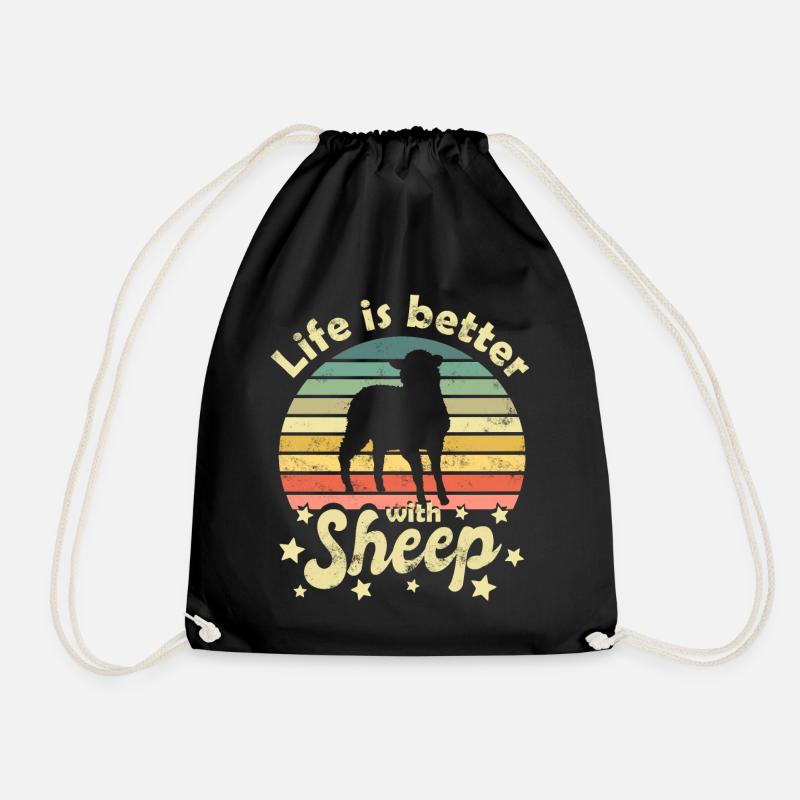 Sheep Sheep - Drawstring Bag - black
