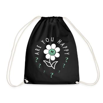 Are you happy, asked the flower. - Drawstring Bag - black - Front
