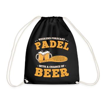 Padel und Bier Lustige Sätze Paddel-Tennis - Turnbeutel - Schwarz - Vorne