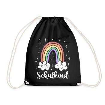 Schulkind Regenbogen Einschulung Geschenk - Turnbeutel - Schwarz - Vorne