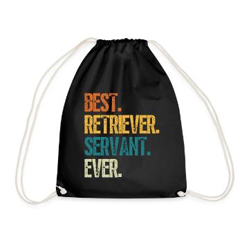 Best Retriever Dog Servant Ever Distressed Retro - Drawstring Bag - black - Front