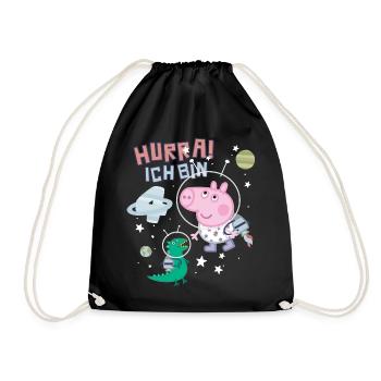 Peppa Pig 4th Birthday George On Space Mission - Drawstring Bag - black - Front