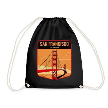 Golden Gate Retro Badge San Francisco - Turnbeutel - Schwarz - Vorne