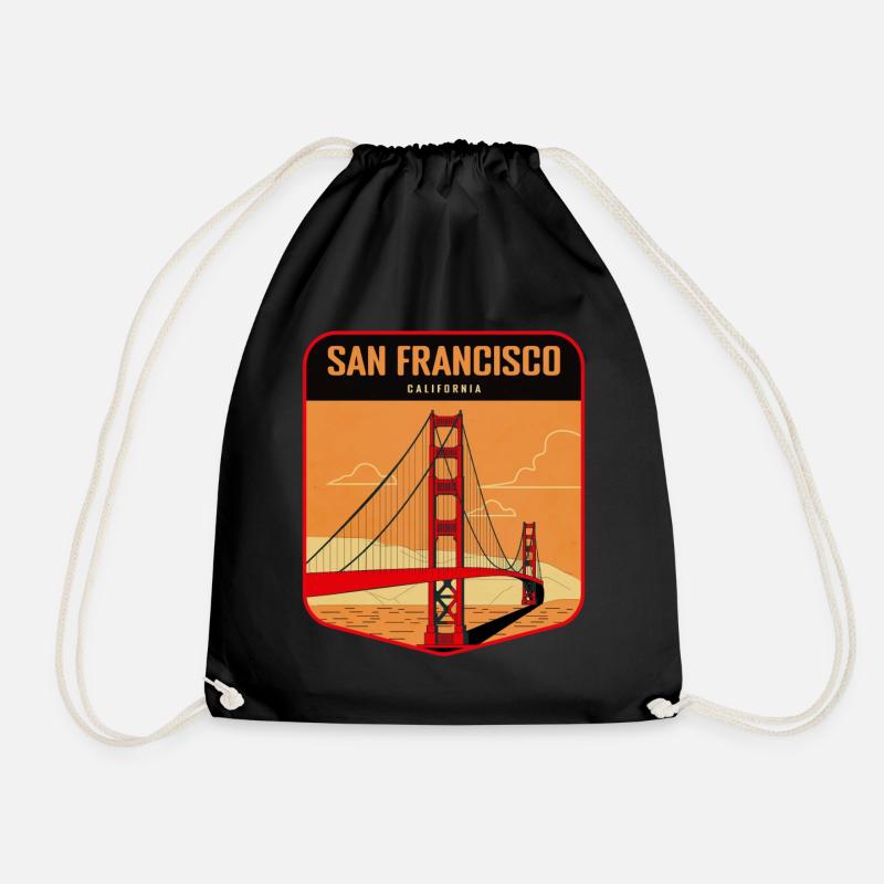 Golden Gate Retro Badge San Francisco - Turnbeutel - Schwarz