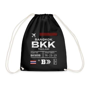 Etikett des Flughafens Bangkok - Turnbeutel - Schwarz - Vorne