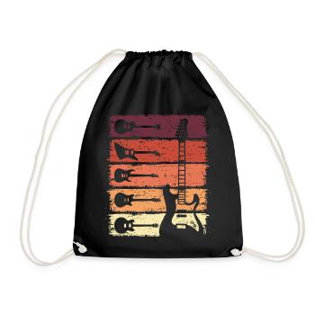 Guitar Retro Electric Guitar Guitarist - Drawstring Bag - black - Front