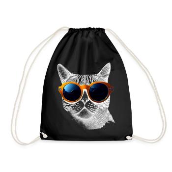 Cool cat vibes - Drawstring Bag - black - Front