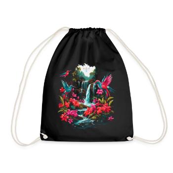Hummingbird Jungle - Turnbeutel - Schwarz - Vorne