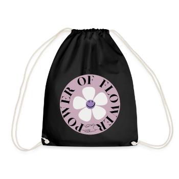 Power of Flower Circle - Drawstring Bag - black - Front