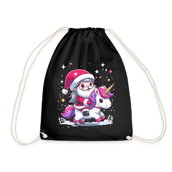 Santa Claus and Unicorn - Drawstring Bag - black - Front