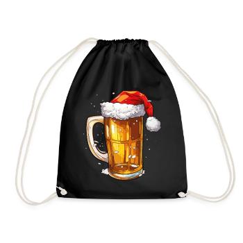 Weihnachten Bier Weihnachtsbier Prost Lustig Humor - Turnbeutel - Schwarz - Vorne