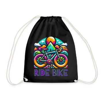 Cycling - Ride Bike design - Drawstring Bag - black - Front