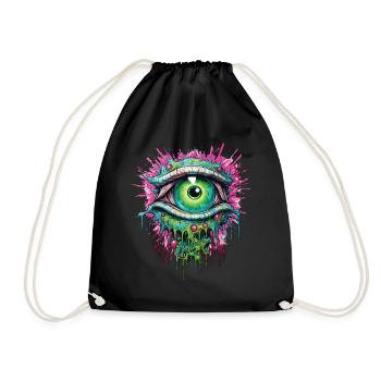 Psychedelic Eye Colorful LSD Drug Trip - Drawstring Bag - black - Front