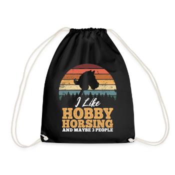 I like Hobby Horsing And Maybe 3 People - Vintage - Drawstring Bag - black - Front