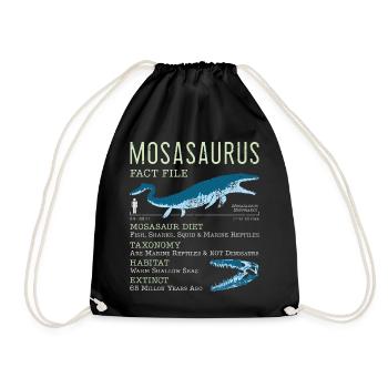 Mosasaurus Fakten - Turnbeutel - Schwarz - Vorne