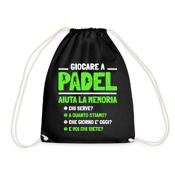 Playing Padel Helps Padel Memory Fun - Drawstring Bag - black - Front