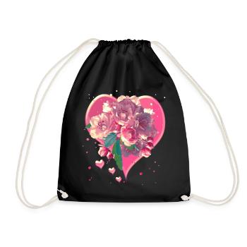 Coeur aux fleurs d’amandier Fleurs de coeur - Sac de sport léger - noir - Devant