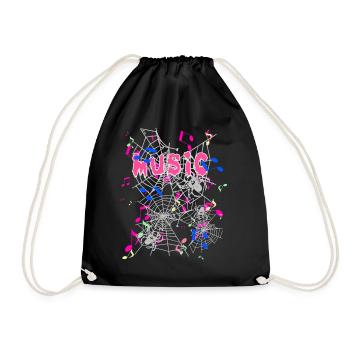 Music,Sheet Music, Spiders, Spider's Web,Music - Drawstring Bag - black - Front