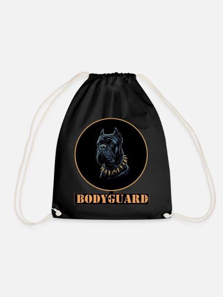 Bullmastiff Hund mit Stachelhalsband - schwarz - Turnbeutel - Schwarz