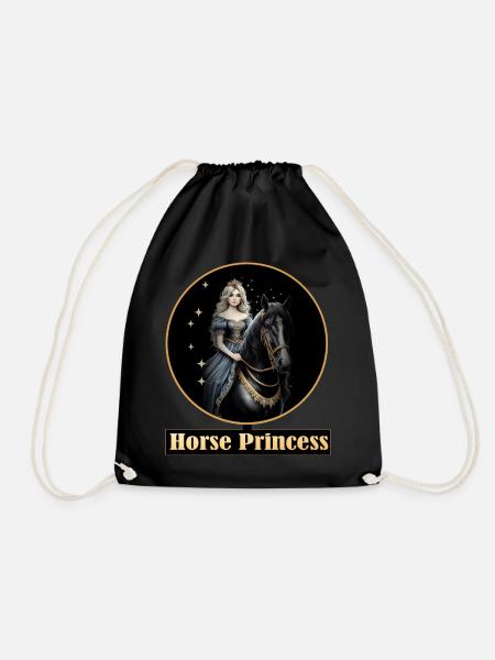 Horse princess with stars - Drawstring Bag - black