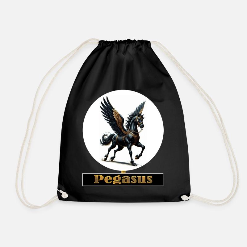 Pegasus mit schwarzen Flügeln - Turnbeutel - Schwarz
