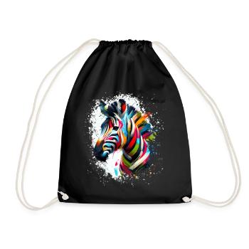 Buntes Zebra Kunstwerk Zebras - Turnbeutel - Schwarz - Vorne