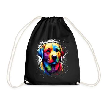 Bunter Hund Kunstwerk Labrador - Turnbeutel - Schwarz - Vorne