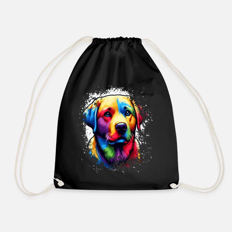 Bunter Hund Kunstwerk Labrador - Turnbeutel - Schwarz