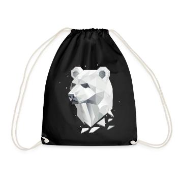 Geometric Bear Head – Strength and Tranquility - Drawstring Bag - black - Front
