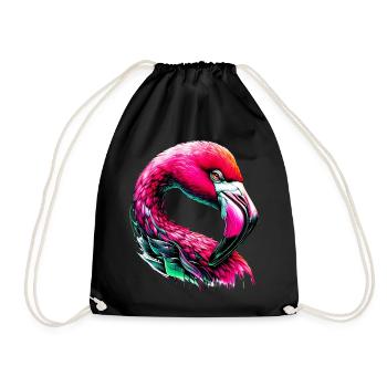 Flamingo - Turnbeutel - Schwarz - Vorne