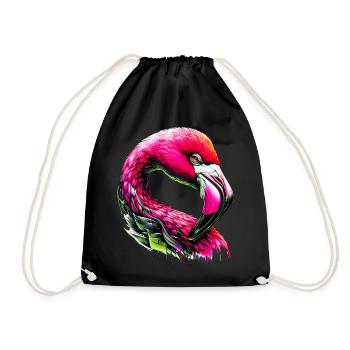 Flamingo - Turnbeutel - Schwarz - Vorne