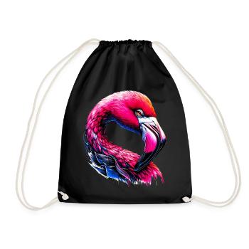 Flamingo - Turnbeutel - Schwarz - Vorne