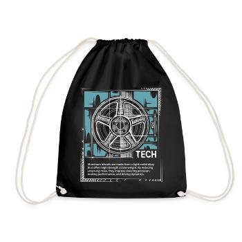 Rims Blueprint – Technology Sketch Wheel - Drawstring Bag - black - Front