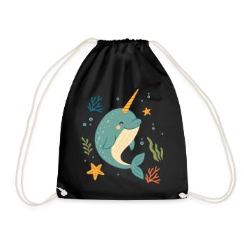 Narval dans la mer – La licorne des océans - Sac de sport léger - noir - Devant