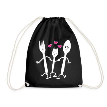 Spork Love Shirt Funny Family Reunion - Drawstring Bag - black - Front