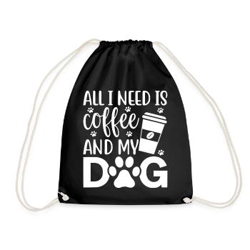 Coffee and Dog Love Design - Drawstring Bag - black - Front