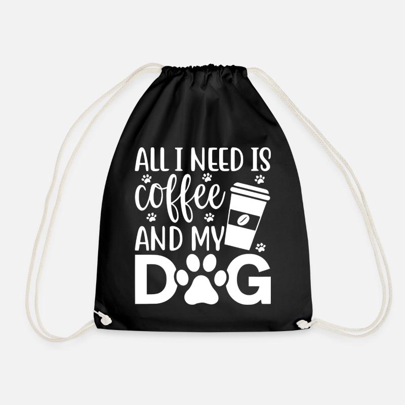 Kaffee und Hundeliebe Design - Turnbeutel - Schwarz