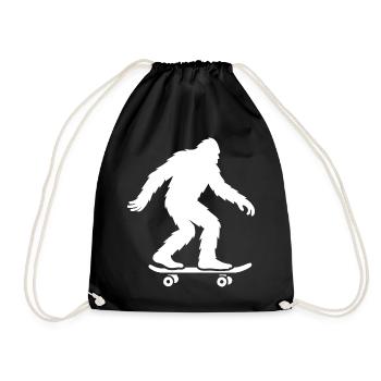 Bigfoot Sasquatch Skateboard Silhouette Minimalist - Drawstring Bag - black - Front