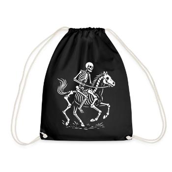 Ethereal Skeleton Rider Illustration - Drawstring Bag - black - Front