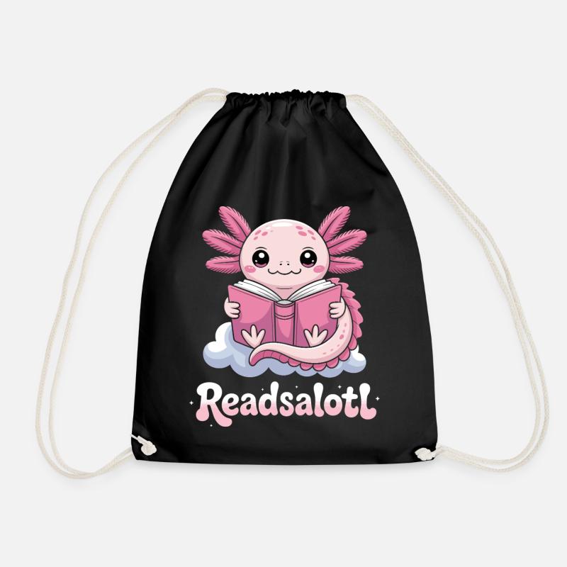 Readsalotl Axolotl-Lesebücher - Turnbeutel - Schwarz
