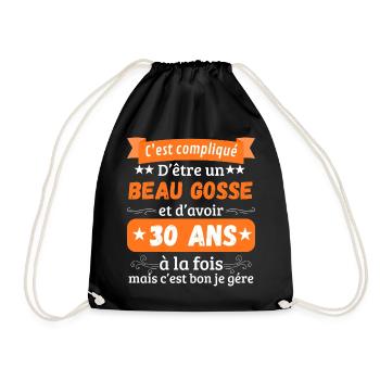 Lustige Original Geschenkidee zum 30. Geburtstag Mann - Turnbeutel - Schwarz - Vorne