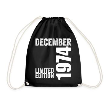 Cadeau Anniversaire Rétro - Décembre 1974 - Sac de sport léger - noir - Devant