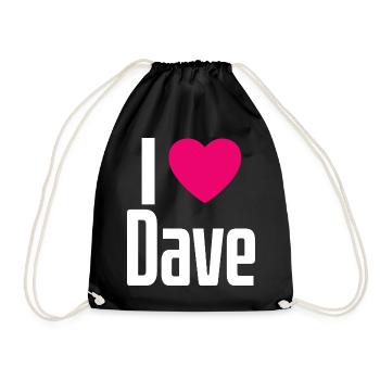 I Love Dave Pink Heart I Love Dave - Drawstring Bag - black - Front