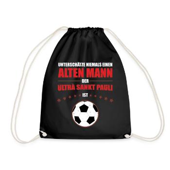 Alter Mann - Ultra Sankt Pauli Fan | Retro Vintage - Turnbeutel - Schwarz - Vorne