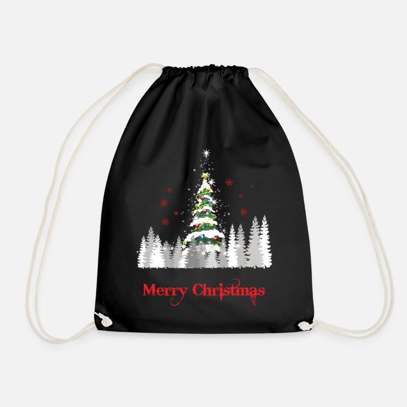 Glitzer Weihnachtsbaum Schnee - Weihnachtsgeschenk - Turnbeutel - Schwarz