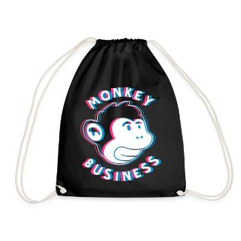 Monkey Business 3D - Affe Graffiti Urban Art - Drawstring Bag - black - Front