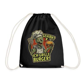 BrainChef Grille Burger - Drawstring Bag - black - Front