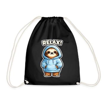 Relax Sloth Hoodie - Drawstring Bag - black - Front