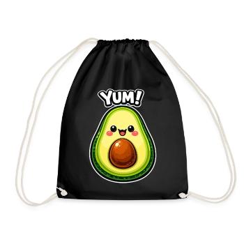 Kawaii Avocado YUM Motiv - Turnbeutel - Schwarz - Vorne