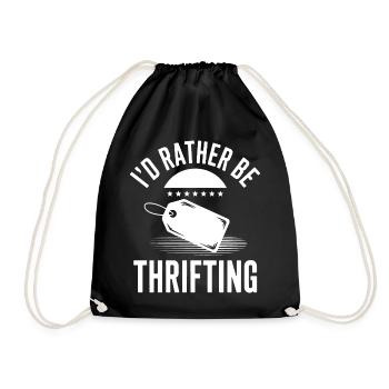 I'd Rather Be Thrifting - Drawstring Bag - black - Front